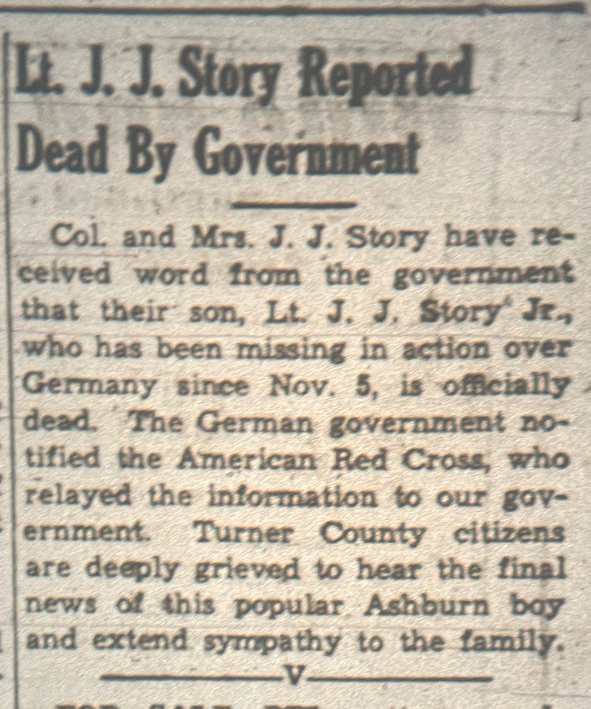 1945 Feb 15 WGF - John J Story reported dead by government.jpg