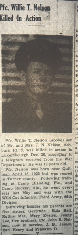1945 Jan 4 WGF- Willie T Nelson killed in action.jpg
