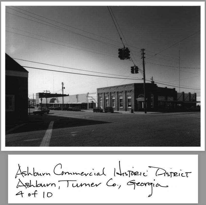 Ashburn Com. Hist. District Application Photo - 4 of 10 - Intersection of Gordon St. and College Ave., Turner county Bank; photographer facing west.png