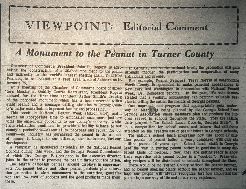 1970 March 12 - Peanut Monument Editorial.jpg