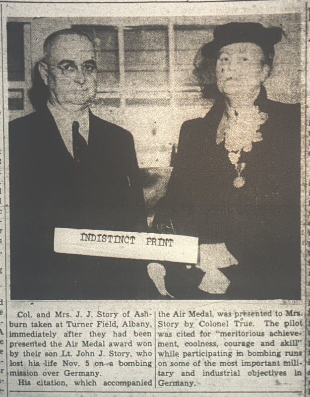 1945 Mar 8 WGF - Mr. _ Mrs. John H Story presented son_s [JJ Story Jr] awards picture.jpg