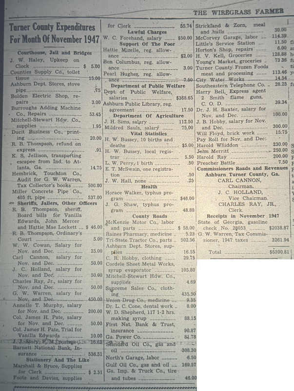 1948 March 18 WGF - Turner County Expenditures for month of November 1947.jpg