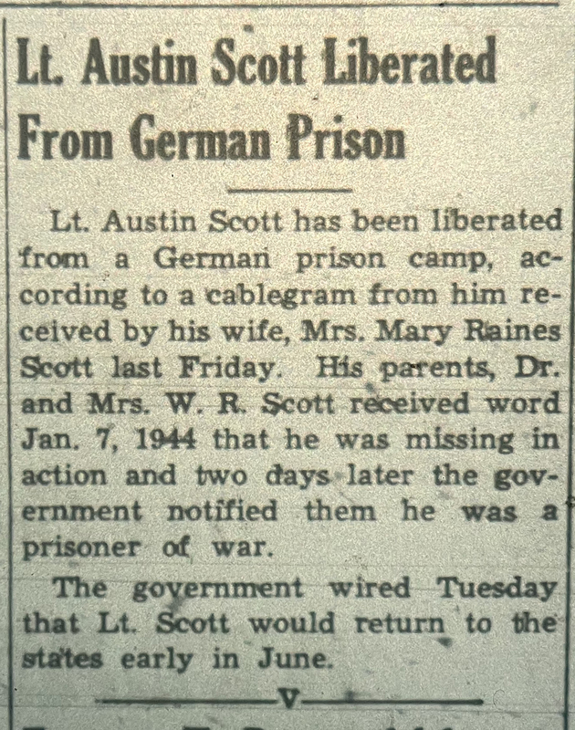 1945 May 31 WGF - LT. Austin Scott Liberated from German Prison WW2.jpg