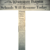 Schools Will Resume Today - Classes Open 1970 Term