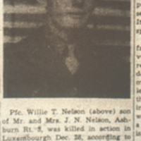 Pfc. Willie T. Nelson Killed in Action