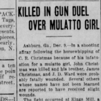 Killed in Gun Duel Over Mulatto Girl, c. 1912