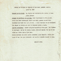 Visit Report from War Department to Camp Ashburn (POW Camp)