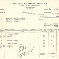 Ashburn Public Schools - Vendors pd. - bill from Smith-Hammond Company for English Tests - November 26, 1930.jpg