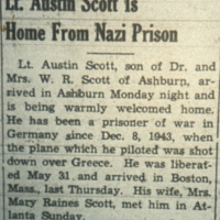 Lt. Austin Scott is Home from Nazi Prison