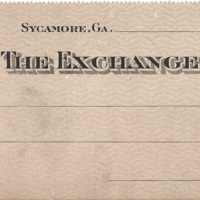 Scan of a blank check for the Exchange Bank in Sycamore, Georgia from the 1920s.