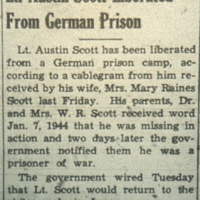 Lt. Austin Scott Liberated from German Prison