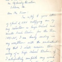 Letter from teacher [Laura Sue Hawkins] to FM Tison accepting position - June 22, 1934 1.jpg