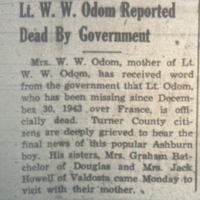 Lt. W.W. Odom Reported Dead By Government