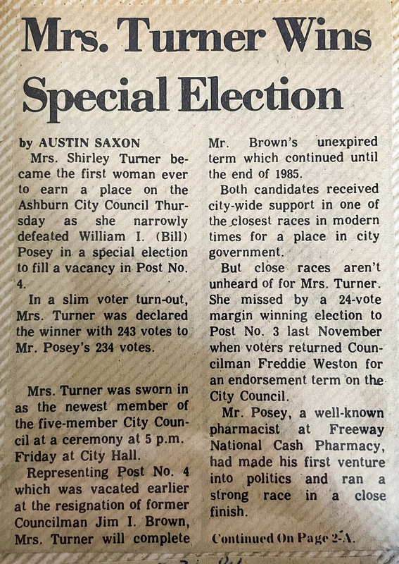 Turner County Project - Shirley Turner first female Ashburn City Council Member 5.31.1984 1.jpg