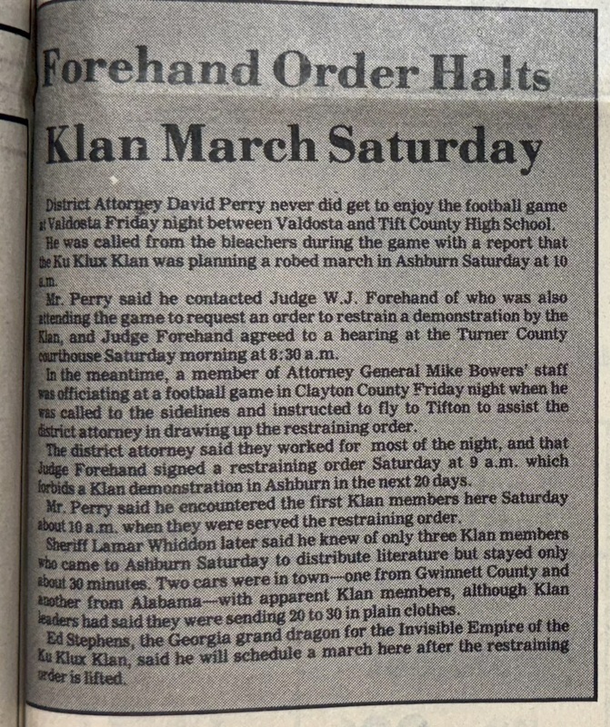 The Wiregrass Farmer October 10, 1985 - Forehand Orders Halts Klan March Saturday.jpg