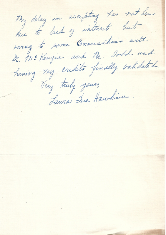 Letter from teacher [Laura Sue Hawkins] to FM Tison accepting position - June 22, 1934 2.jpg