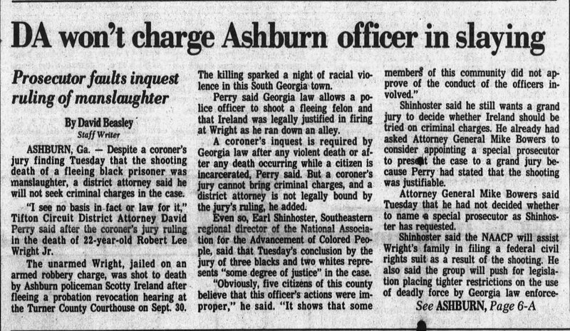 The Atlanta Constitution November 13, 1985 - DA won't charge Ashburn officer in slaying 1 of 2.jpg