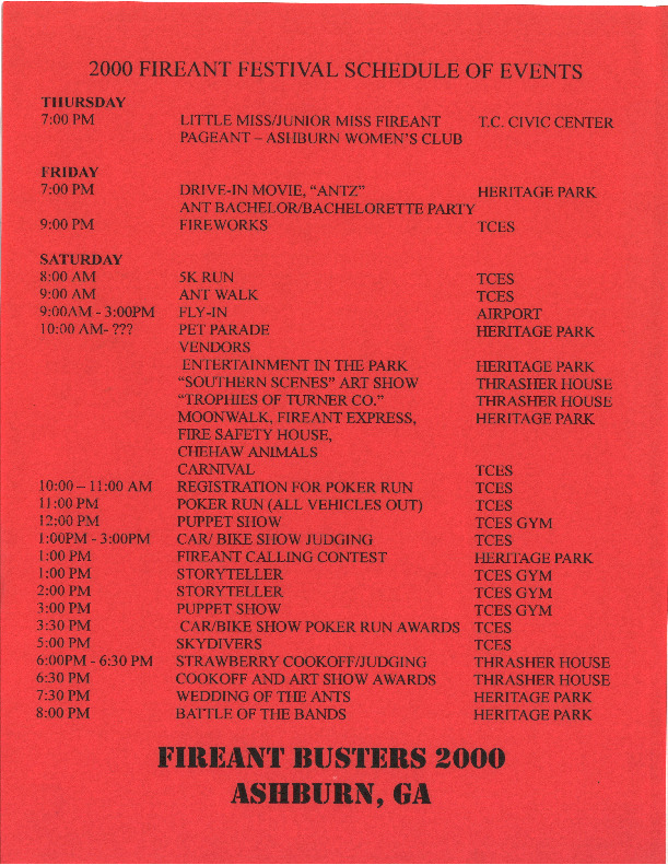 2000 Fire Ant Festival Schedule of Events - Fire Ant Busters.pdf