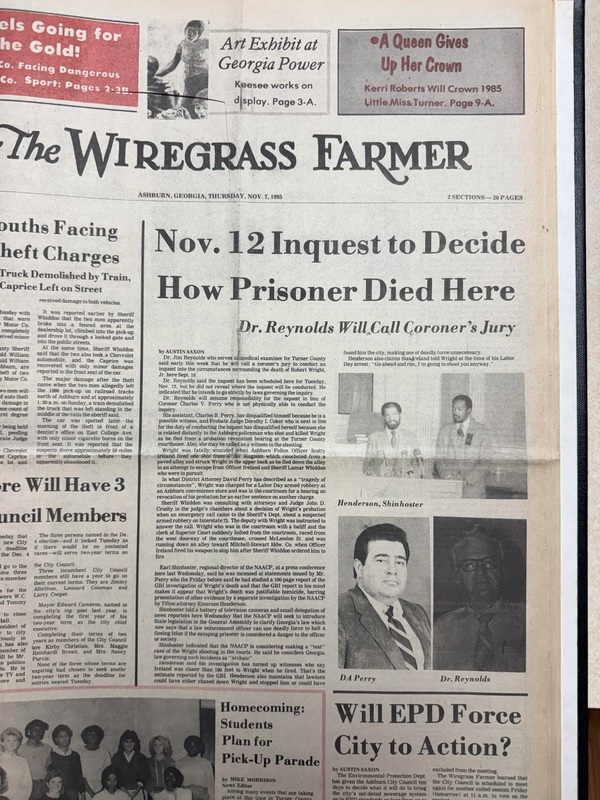 The Wiregrass Farmer - November 7, 1985 - November 12 Inquest to Decide How Prisoner Died Here.jpg