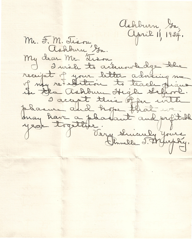 Letter from teacher [Anelle T. Murphy] to FM Tison accepting position - April 11, 1934.jpg