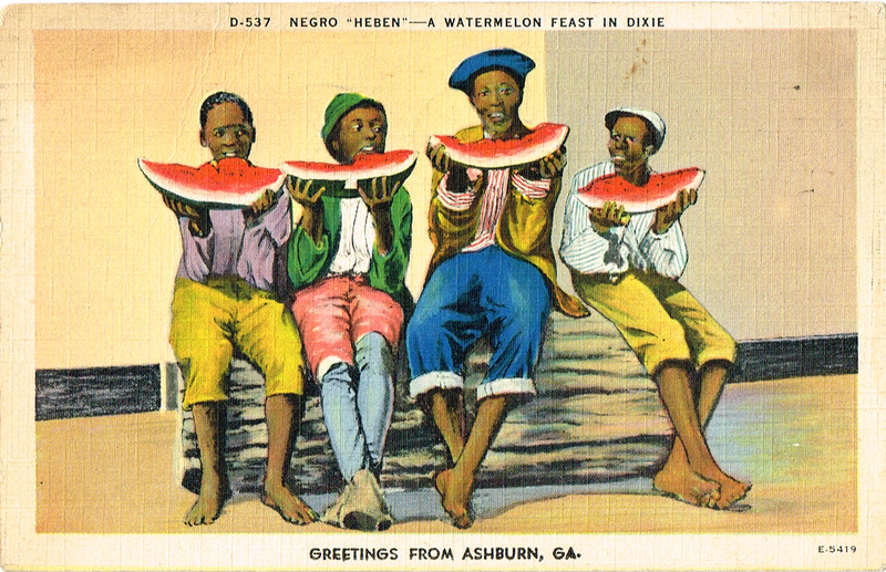 Negro Heben - A Watermelon Feast in Dixie - Greetings from Ashburn, GA - postcard front.tif