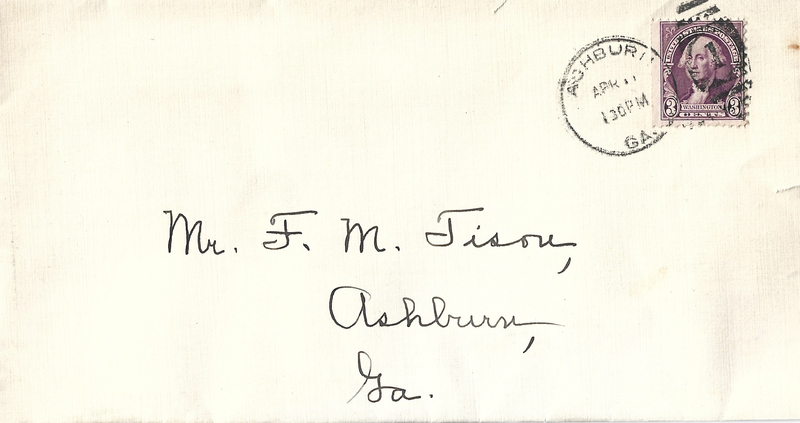 Letter from teacher [Anelle T. Murphy] to FM Tison accepting position - April 11, 1934 envelope.jpg