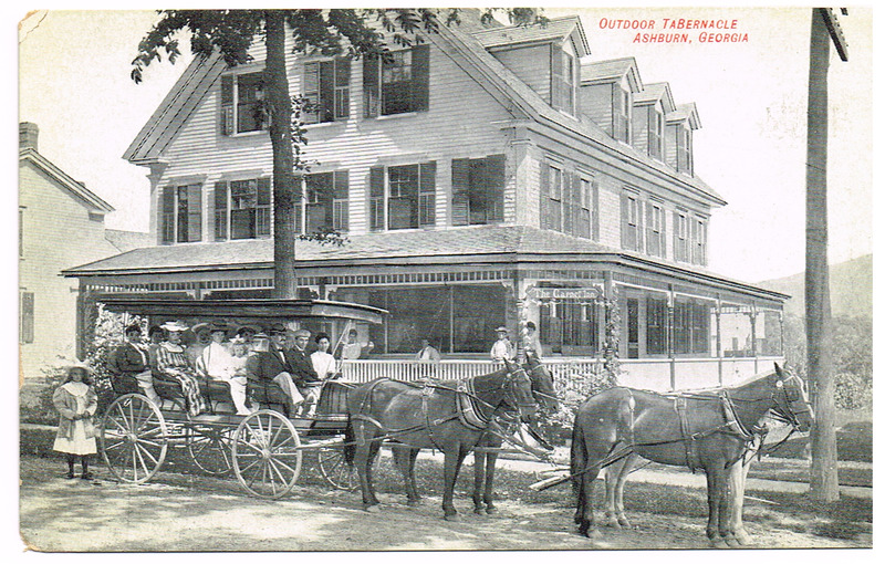 Outdoor Tabernacle - Ashburn, GA - black and white postcard front.tif