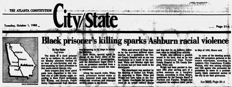 The Atlanta Constitution October 01, 1985 - Black prisoner's killing sparks Ashburn racial violence 1 of 2.jpg