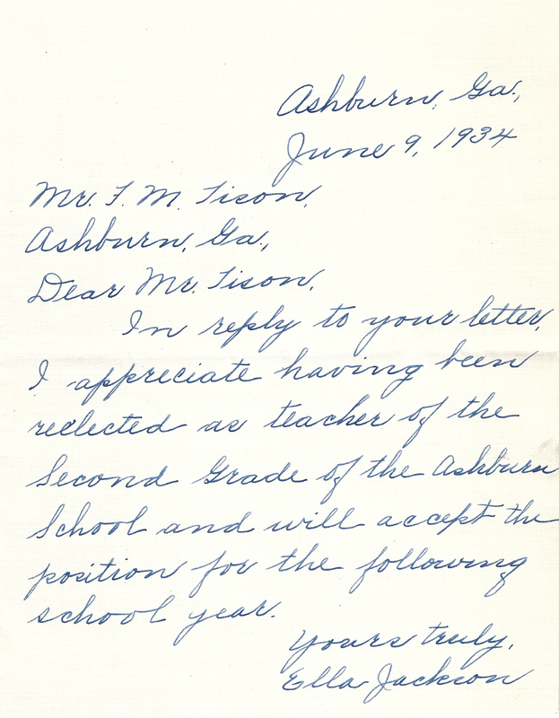 Letter from teacher [Ella Jackson] to FM Tison accepting position - June 9, 1934.jpg