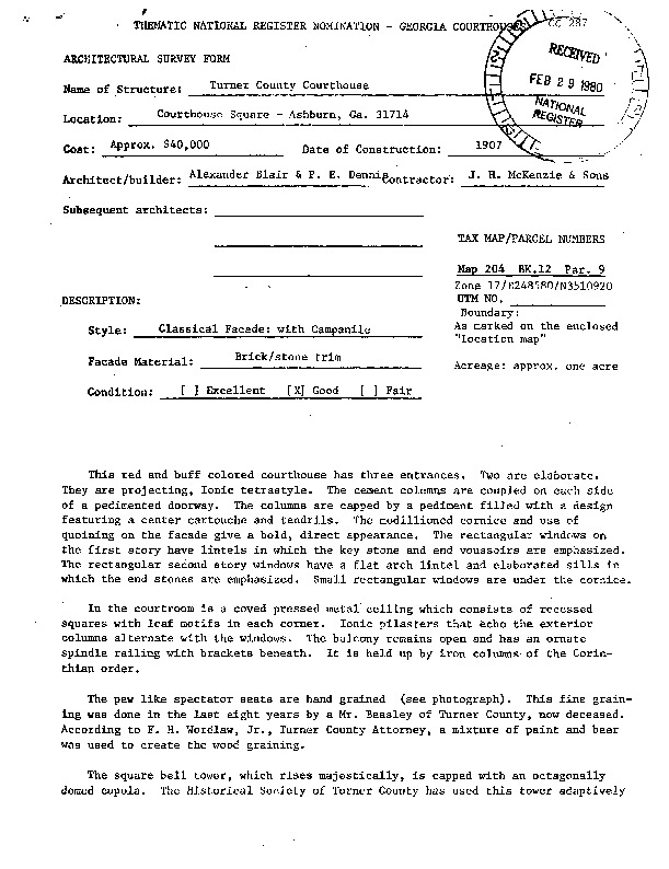 Turner County Courthouse National Historical Registration Application .pdf