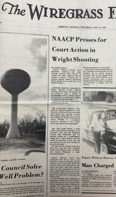 The Wiregrass Farmer - November 21, 1985 - NAACP Presses for Court Action in Wright Shooting.jpg