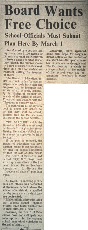 1970 Feb 26 - Integration - Board Wants Free Choice - must submit plan by March 1.jpg