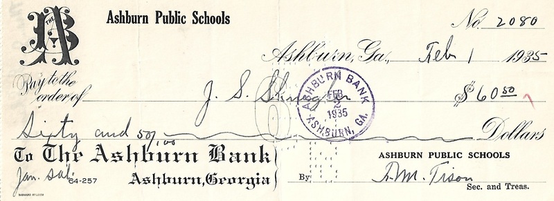 Ashburn Public Schools Bank Statement Checks - Feb 1, 1935 - Ck #2080 - J. S. Shingler.jpg
