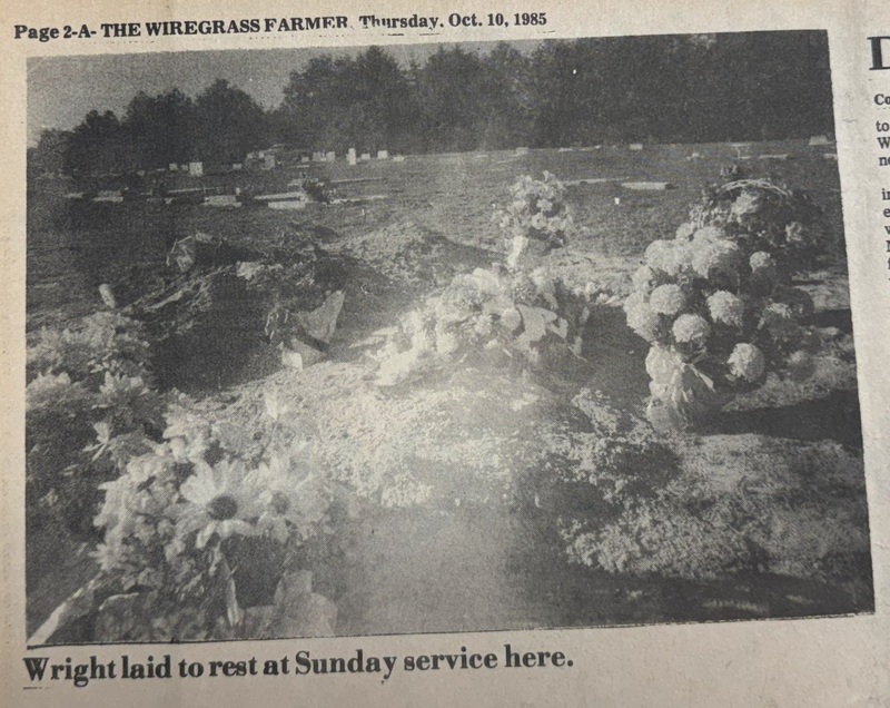 The Wiregrass Farmer October 10, 1985 - Wright laid to rest at Sunday service here.jpg