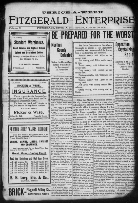 Fitzgerald Enterprise - August 10, 1905 - Formation of Turner County.pdf