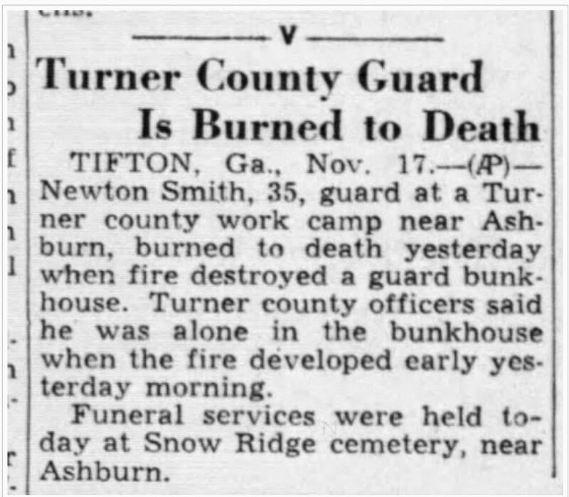 Turner Coutny [work camp] guard is burned to death - ATL Const 18 Nov 1942 page 2.jpg