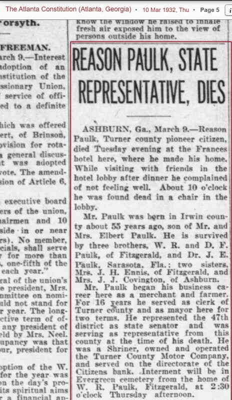 Reason Paulk State Rep Dies - ATL Constitution 10 Marc 1932 page 5.jpg