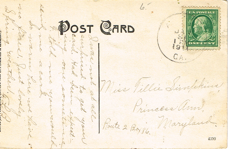 Shingler Park, Ashburn, GA - 1911 - postcard back.tif