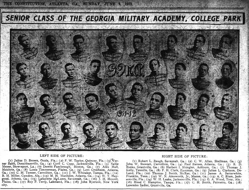 Senior Class of Georgia Military Academy - Herbert I Shingler - The Atlanta Constitution 6.2.1912.JPG