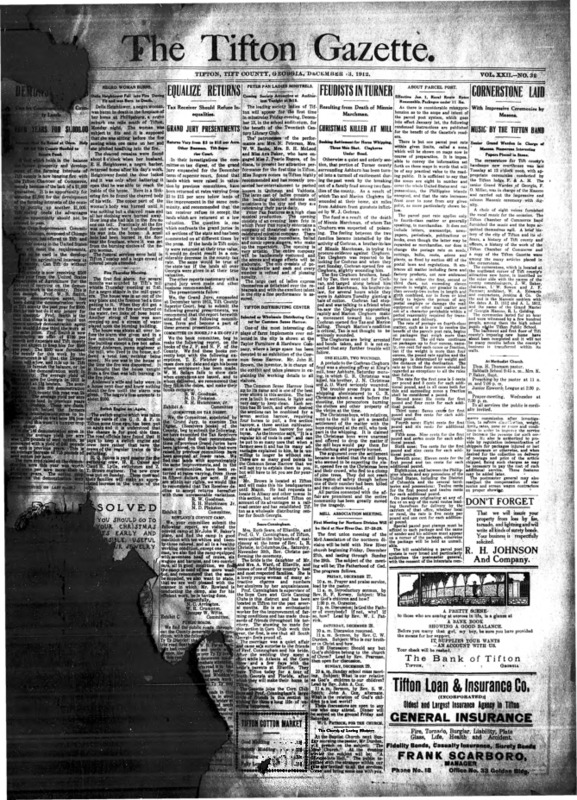 The Tifton gazette. (Tifton, Berrien County, Ga.) 1891-1974, December 13, 1912 - Feudist in Turner.pdf