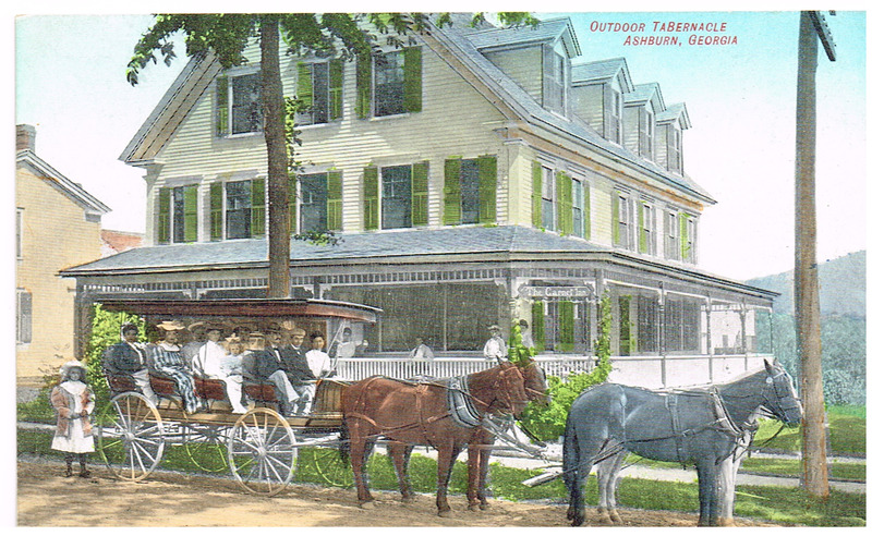 Outdoor Tabernacle - Ashburn, GA - colorized postcard front.tif