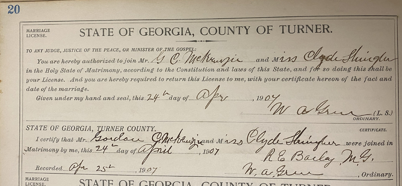 Marriage Certificate of Clyde Shinger McKenzie and G.C. McKenzie.jpg