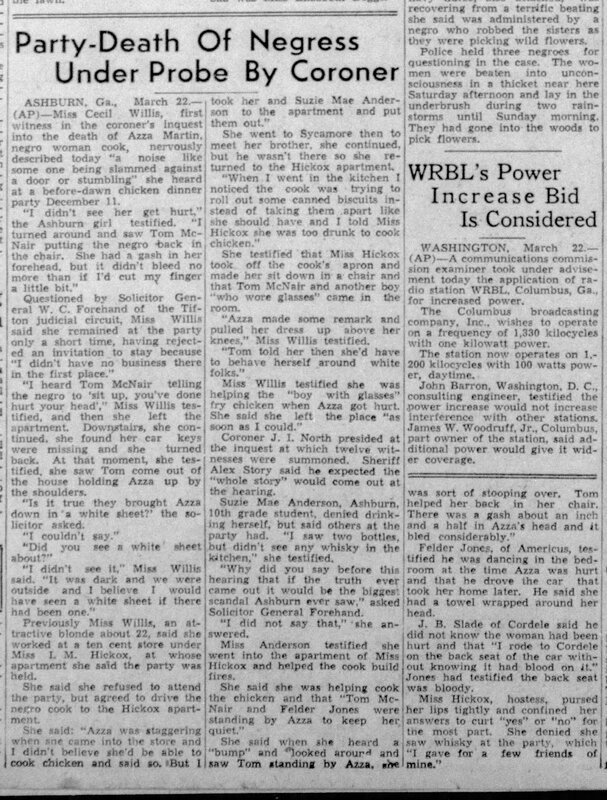 The Columbus Ledger - Tue, Mar 22, 1938 ·Page 10 - Azza Martin Article.jpg