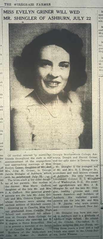 1948 Jun 10 WGF - Evelyn Griner marries George Jacob Shingler.jpg