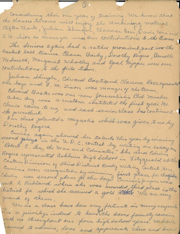 1934 Ashburn High School graduation speech by Opal Nipper page 7.jpg