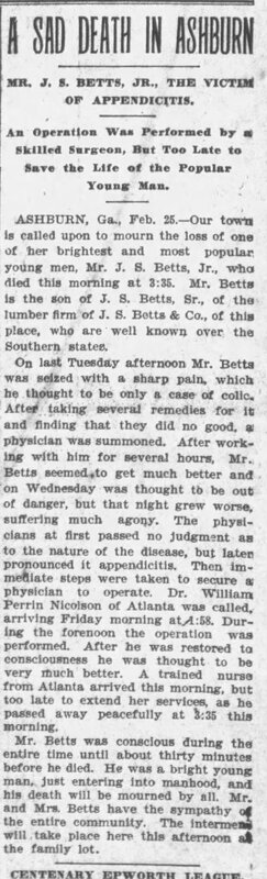 Death of J.S. Betts Jr Macon Telegraph Feb 26 1899.JPG