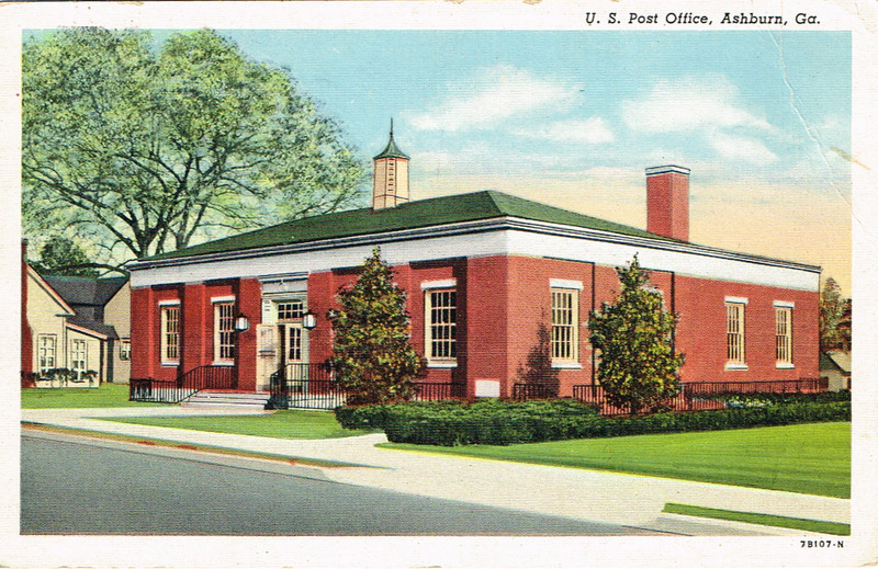 US Post Office - Ashburn, GA 7B107-N - postcard front.tif