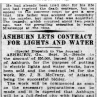 The Atlanta Journal Thu, Sep 24, 1908 ·Page 7 - Ashburn Lets Contract for Lights and Water.png