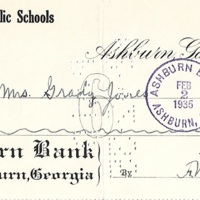 Ashburn Public Schools Bank Statement Checks - Feb 1, 1935 - Ck #2083 - Mrs. Grady Jones.jpg