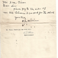 Ashburn Public Schools - Memo from H.L. Williams [prin at Eureka) and from C.J. Cheves (superintendent) to F.M. Tison - Feb 11, 1931.jpg